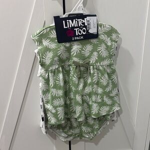 Limited Too Green Leaf Print Romper Set